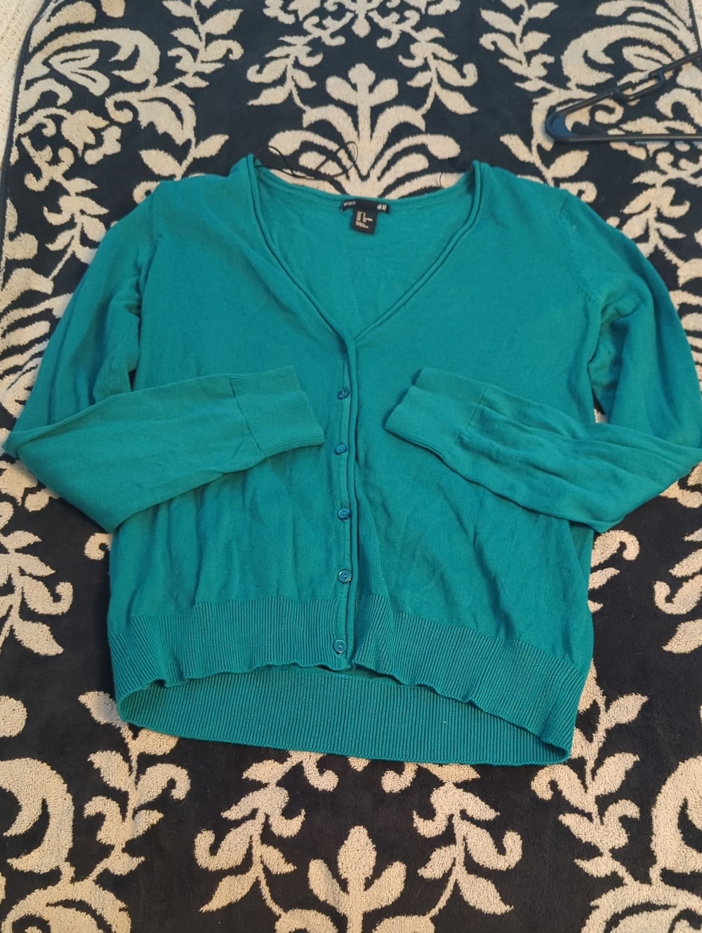 H&M Teal Button-Front V-Neck Cardigan Y2K Original Basics Line - S
